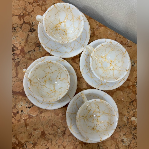 Hazel Atlas Drizzle Teacups Set - Picture 4 of 7